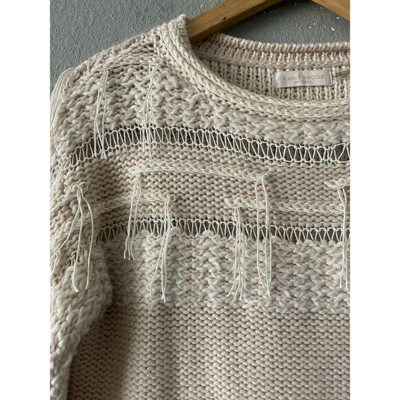 Ramy Brook Wool Fringe Cream Jessica Pullover Sweater‎ - Picture 9 of 14